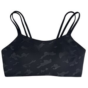 Zyia‎ Womens Sports Bra L Black Camo Double Strap Yoga Gym Workout Active Lounge